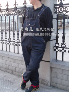 潮 韩版男士大码休闲背带裤 加肥加大牛仔背带工装裤子(01款）