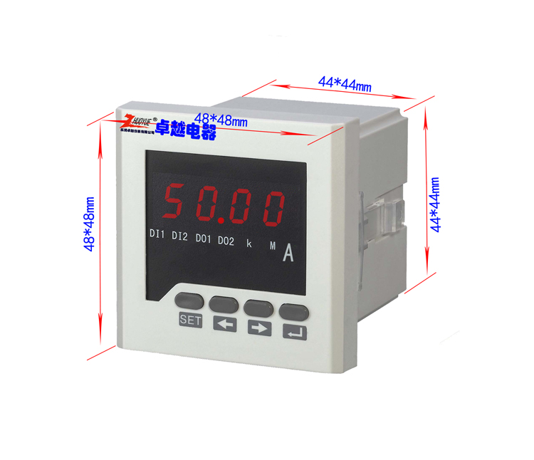 数显式电流表尺寸48*48MM交流50A/5A/1A直流50A/75MV/20MA/4-20MA