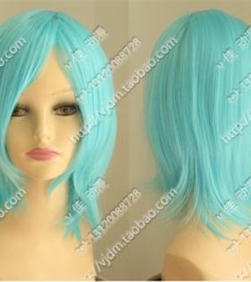 浅蓝色短发cosplay假发假毛天蓝 初音凌波丽金久保誉琪露诺备长炭