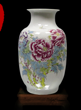 陶瓷器 花瓶  摆件 高白瓷冬瓜瓶 粉彩瓷牡丹花瓶 百宝格瓷器摆件
