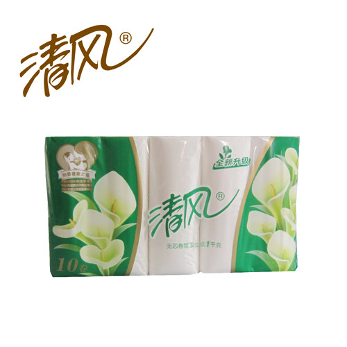 清风无心卫生纸B01B卷筒纸巾无芯卷纸厕纸手纸江浙沪满百包邮