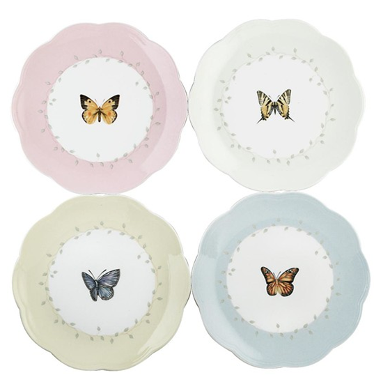 餐盘陶瓷家用美国进口lenox餐具骨质瓷蝴蝶盘子套装创意菜盘中式