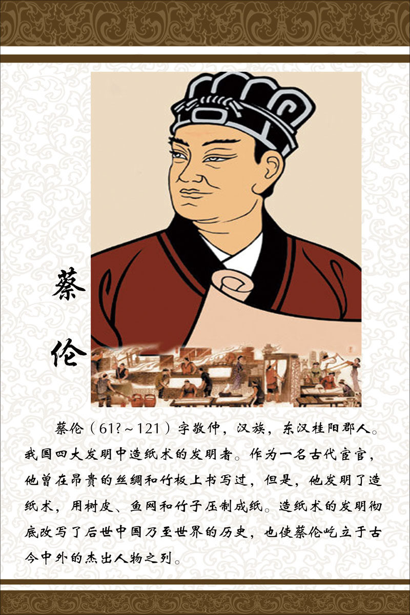 617海报印制海报展板素材596校园文化四大发明蔡伦简介