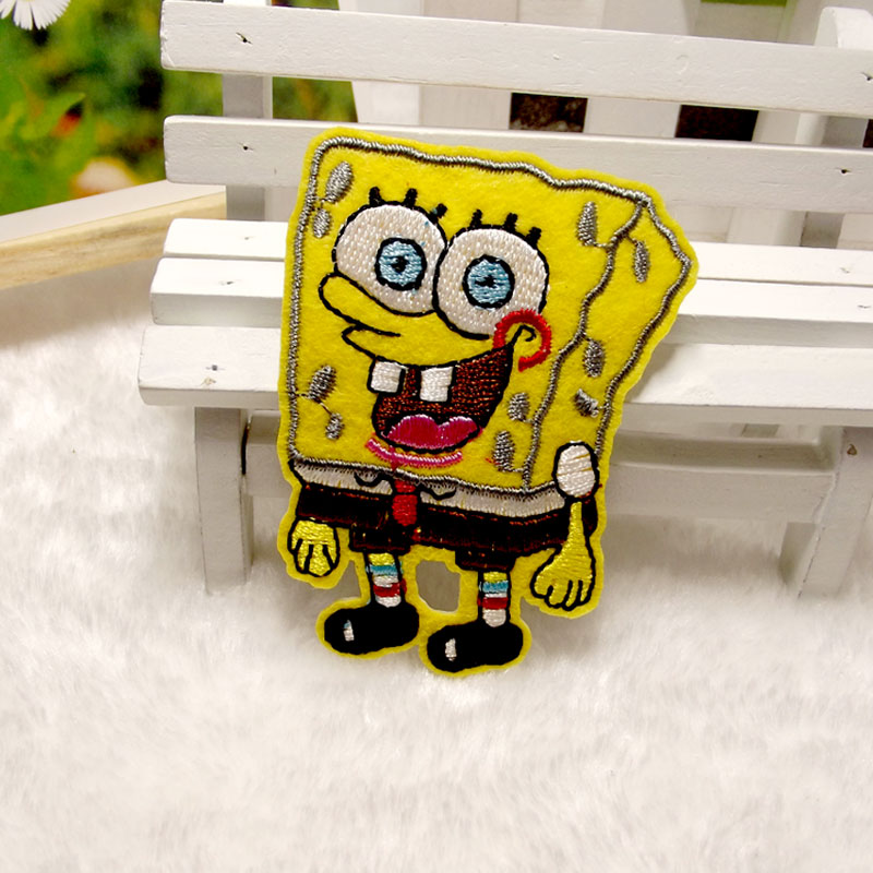 卡通布贴补丁贴 衣服裤子装饰补贴 辅料贴花 带背胶刺绣海绵宝宝