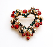 Vintage heart-shaped Crystal rhinestone brooch women smiling luxury corsage pin Korean brooch Korea jewelry