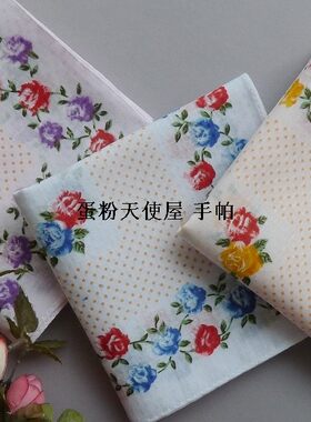 手帕复古设计提花纯棉蔷薇