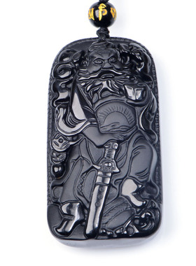 精工黑曜石钟馗霸气风吊坠
