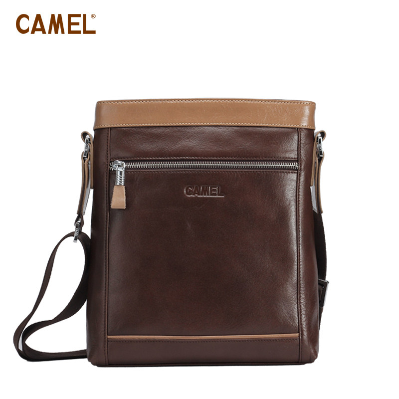 【非卖品】camel骆驼 牛皮男包 时尚休闲 单肩包 斜挎包 撞
