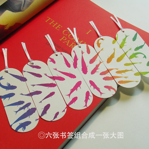 创意游动着的锦鱼6张每套送人礼品纸书签套装可爱文具中国风书签