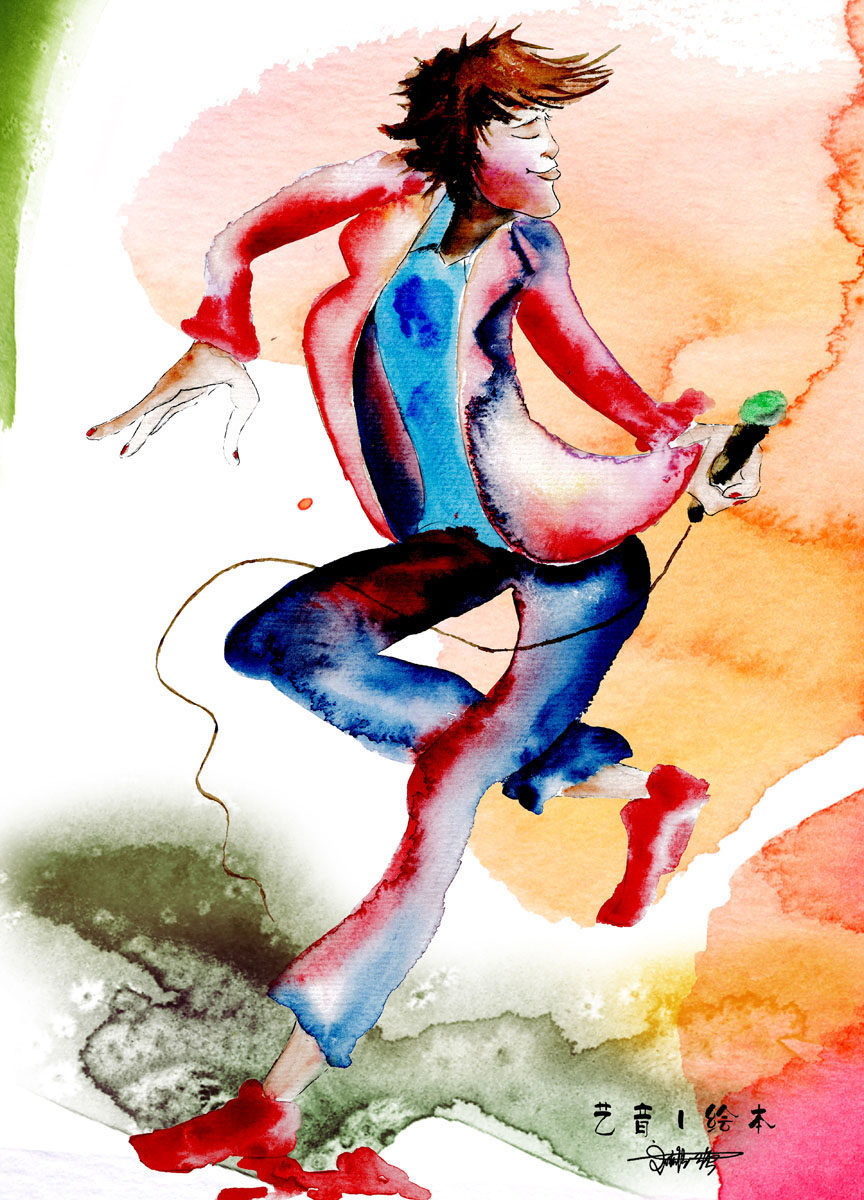 702海报印制展板写真喷绘贴纸素材466人物水彩绘画