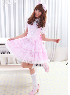 新款GLP甜美洛丽系蝴蝶节三件套蕾丝连衣裙LOLITA 81047三节中裙