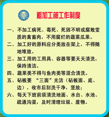 612海报印制海报展板素材206饮食行业粗加工部工作制度