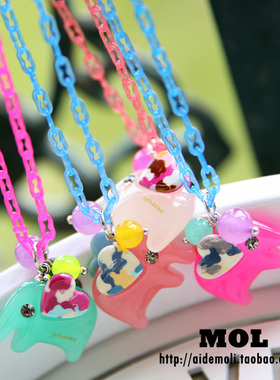 韩国进口 AZNAVOUR AZ  糖果色水润爱心耳朵小象儿童项链短链