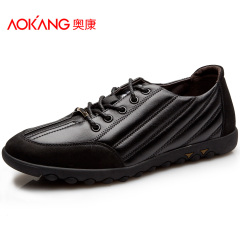 Aucom trend of the men's shoes men's casual shoes bar stripes breathable leather shoes of England daily low shoes