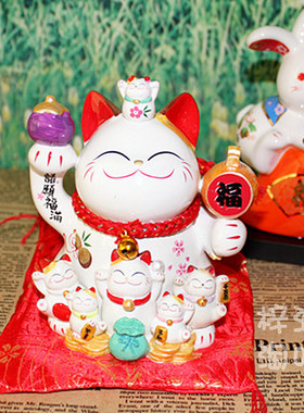 金石工坊招财猫陶瓷开业摆件礼品