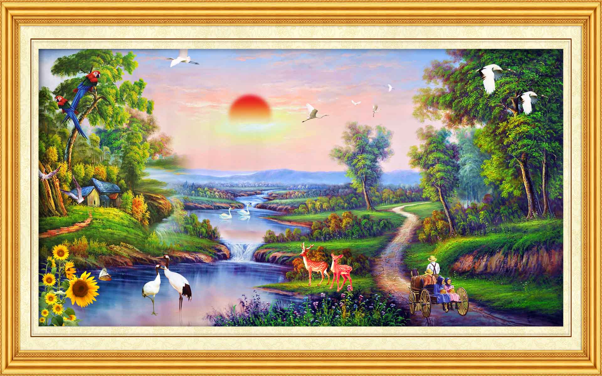 197素材油画装饰画墙画壁画挂画383油画风景 ps海报印制