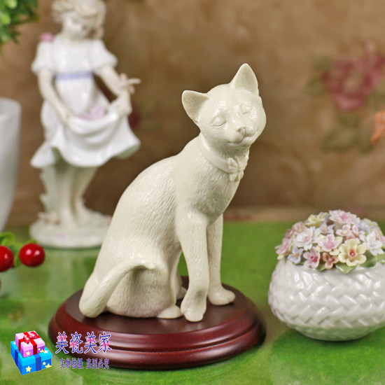 外贸陶瓷猫咪宠物摆件 工艺品 生日乔迁礼品  可爱的猫咪