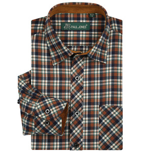 2021春秋男士磨毛格子衬衫男长袖休闲修身衬衣男装保暖加厚不加绒