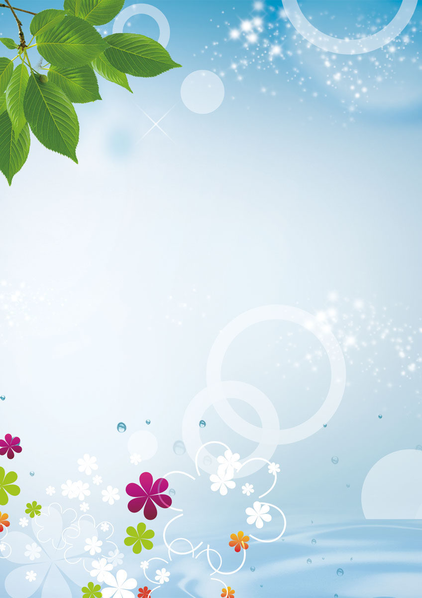 576海报印制海报展板素材560清凉背景绿叶气泡小花春天