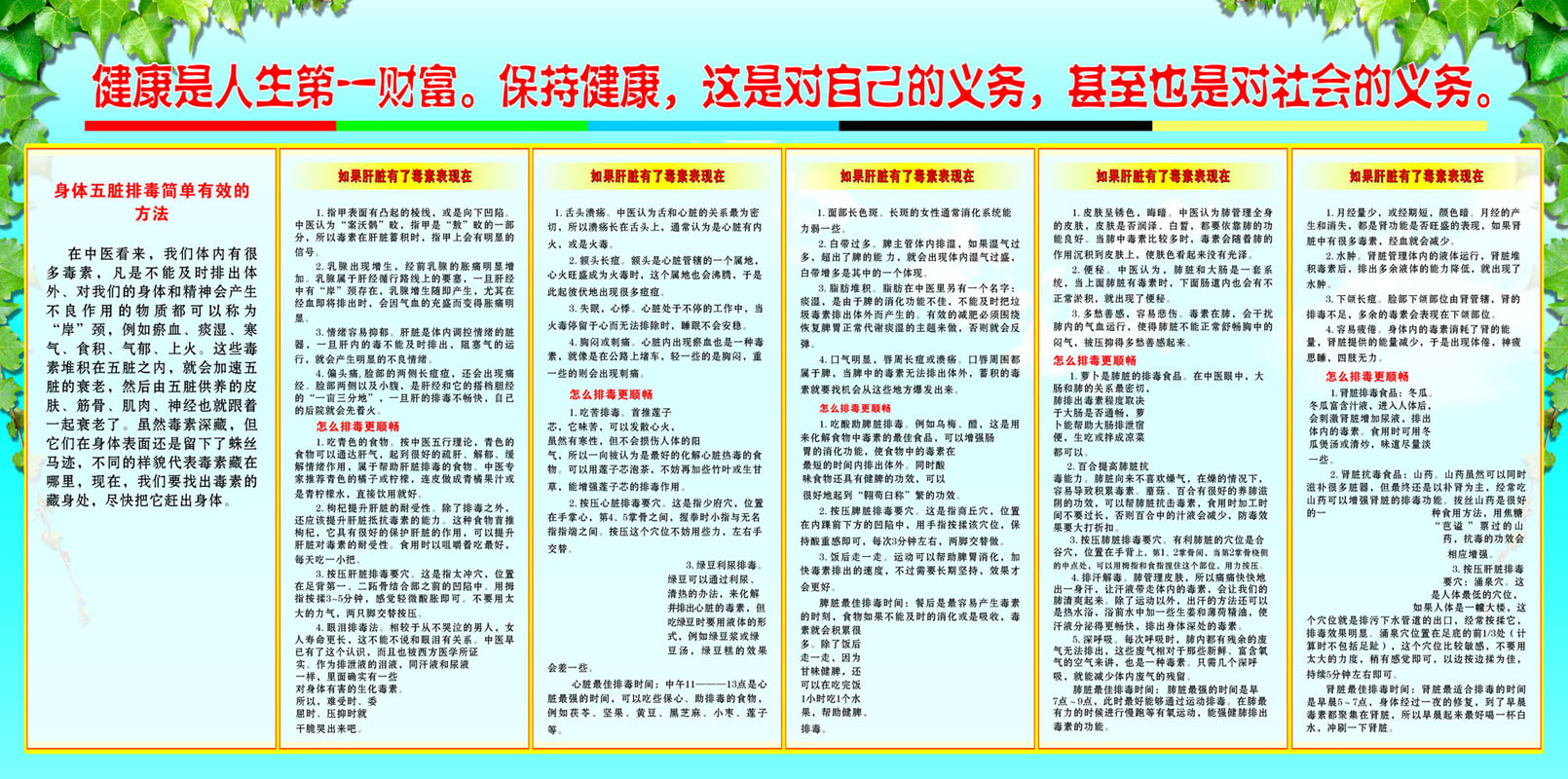 海报印制210海报展板素材(制作)2380五脏排毒方法