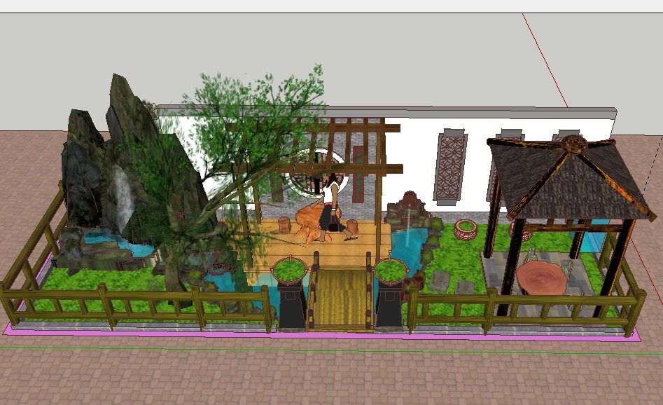 草图大师中式别墅庭院园林景观SU模型sketchup环艺素材设计库
