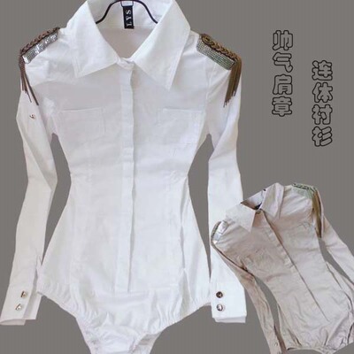 修身肩章通勤风连体常规款衬衣