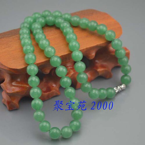 天然绿东陵玉项链女圆珠项链 玉器项链