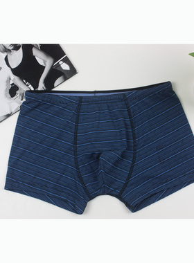 特价康妮雅家居服条纹莫代尔+棉中腰平角男内裤003B1113现货2条装