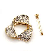 Post Korean version of smile package clover rhinestone brooch scarf buckle women''s high-end jewelry brooch pin clasp