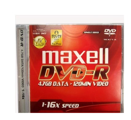 特价Maxell 万胜台产 麦克赛尔  空白刻录盘DVD-R 16X 单片厚盒装