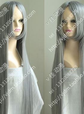 1米 深灰色长直发 坂上智代/最终幻想FF7萨菲罗斯cosplay假发假毛