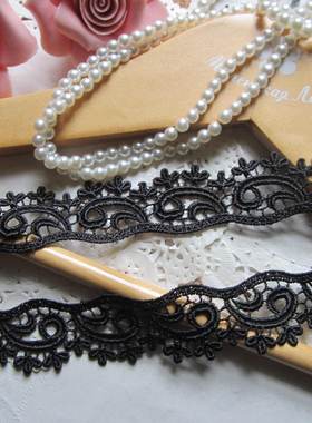 MS16爱丽丝*精美黑色水溶蕾丝花边辅料手链项链饰品服装裙边2.7cm