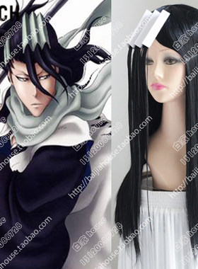 COS假发 朽木白哉 死神 BLEACH 六番队 黑色长直发造型假发