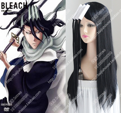 COS假发 朽木白哉 死神 BLEACH 六番队 黑色长直发造型假发