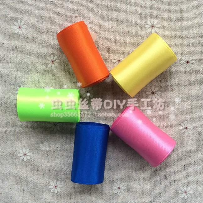 2.5cm/25mm雙面熒光色專拍頁面絲帶緞帶 手工DIY發飾頭飾材料A4