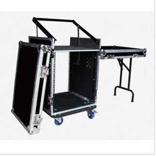 12U+4U单层三开门带侧架航空箱机柜功放机箱音响调音台总16U