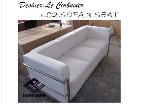 系列柯布西耶沙发PU三人位白色