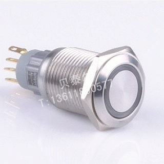 【红波按钮】HBS2GQF-11E(LAS2GQF-11E)系 16mm环形带灯 金属按钮