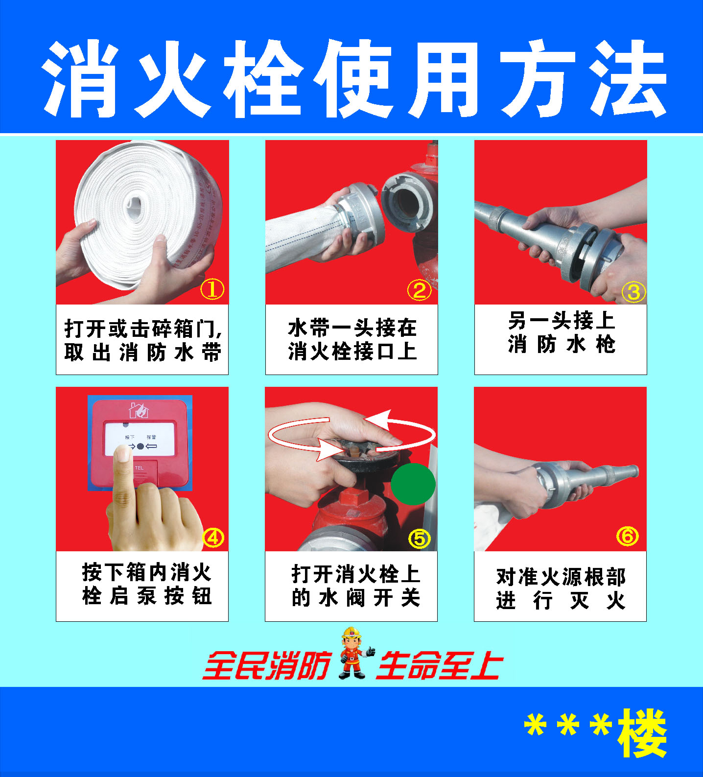 569海报印制海报展板素材618消火栓使用方法(1)
