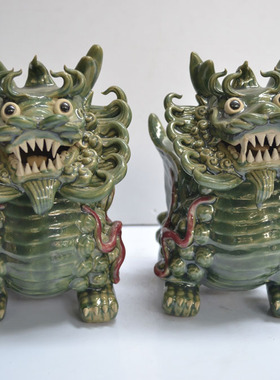 陶瓷工艺品麒麟摆件开业礼品摆设