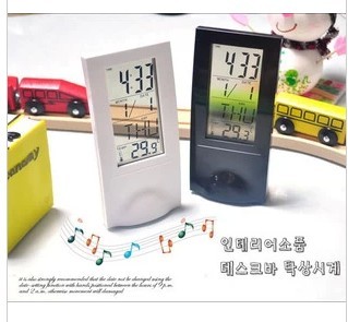 电池简易透明时尚数显起床钟