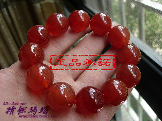 正品巴西玛瑙手珠 手串 手链 18mm  天然原色 精美纹理 大红喜庆