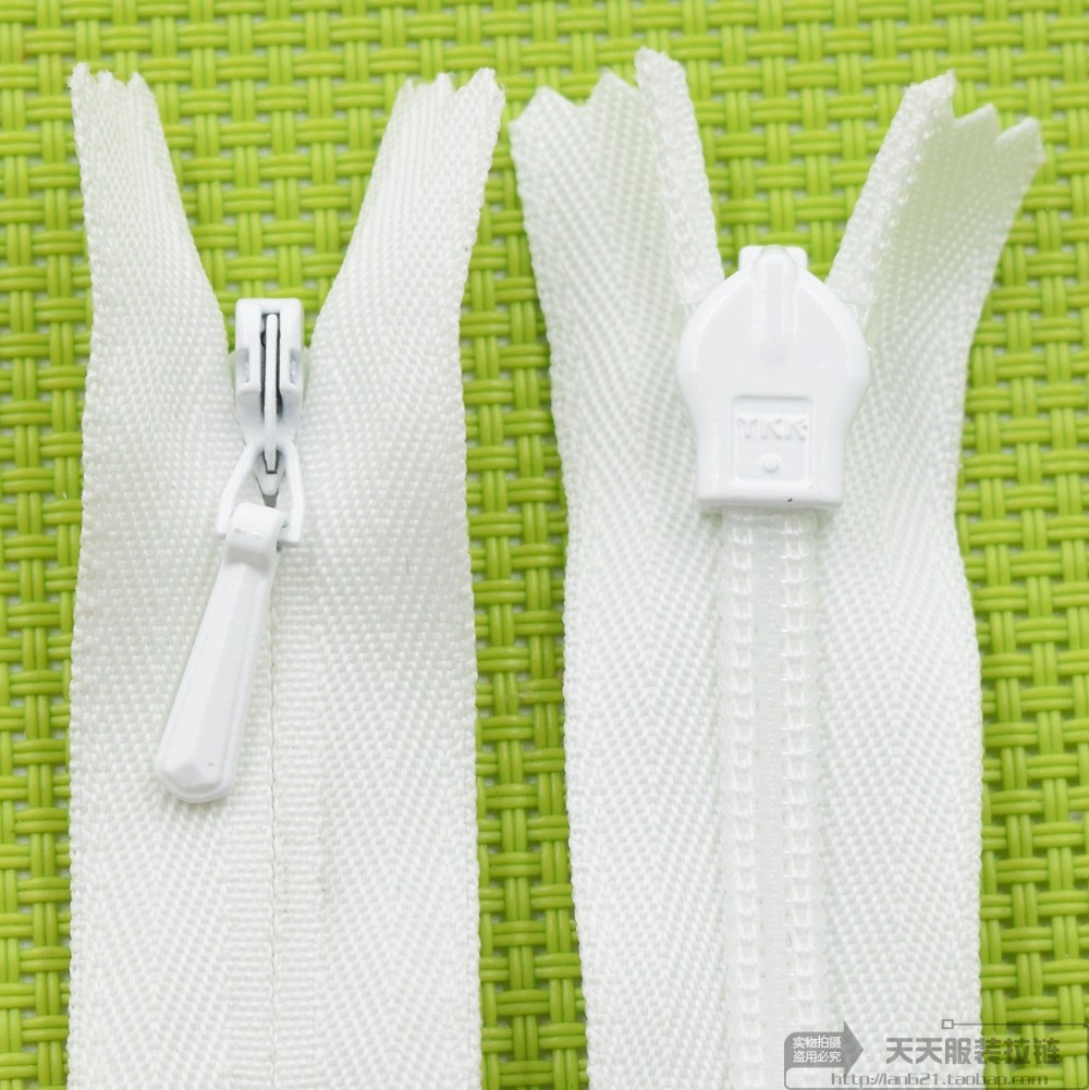 票白色YKK3号布边隐形拉链