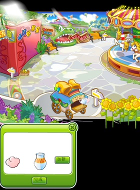 falsh 矢量游戏 游乐园 旋转木马小花 棉花糖小车场景素材源文件