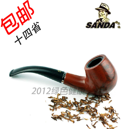 全新正品SANDA三达SD-109A耐用胶木循环过滤弯式烟斗 黑色礼盒装