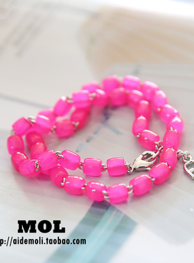 韩国进口糖果色果冻色串联珠子