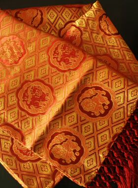 蚕丝专柜正品 南京云锦吉祥云锦 暗红色貔貅精品披肩围巾两用现货