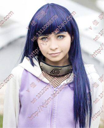 火影忍者 日向雏田 墨蓝色长直发长发 齐刘海万用cosplay假发假毛