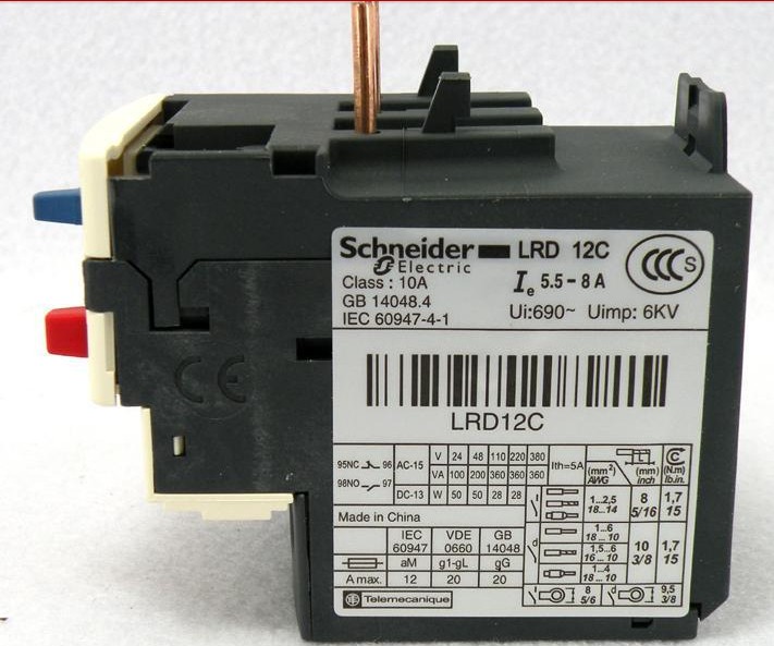 原产施耐德(上海) 热过载继电器 LRD12C LR-D12C 5.5-8A 原装现货
