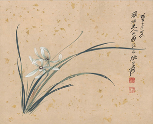 仿古画复制品张大千兰花图新中式 饰画挂画玄关花鸟画名人字画 装